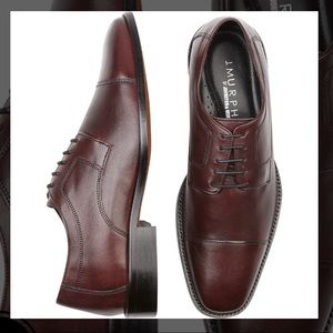 Johnston & Murphy Novick Burgundy Cap Toe Lace Up Shoes